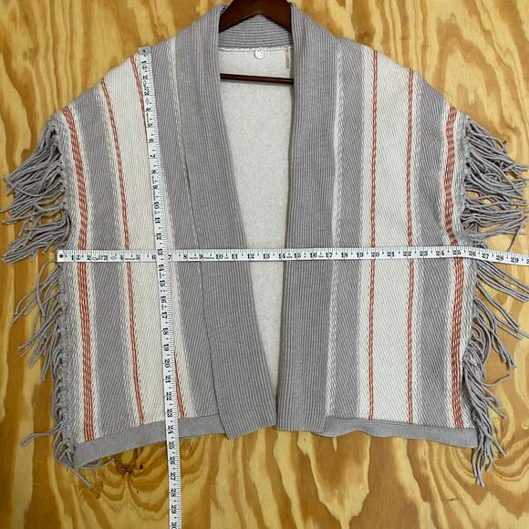 Margaret O'leary Cardigan Sweater Womens Size S/M Gray Striped Fringe - Picture 7 of 12